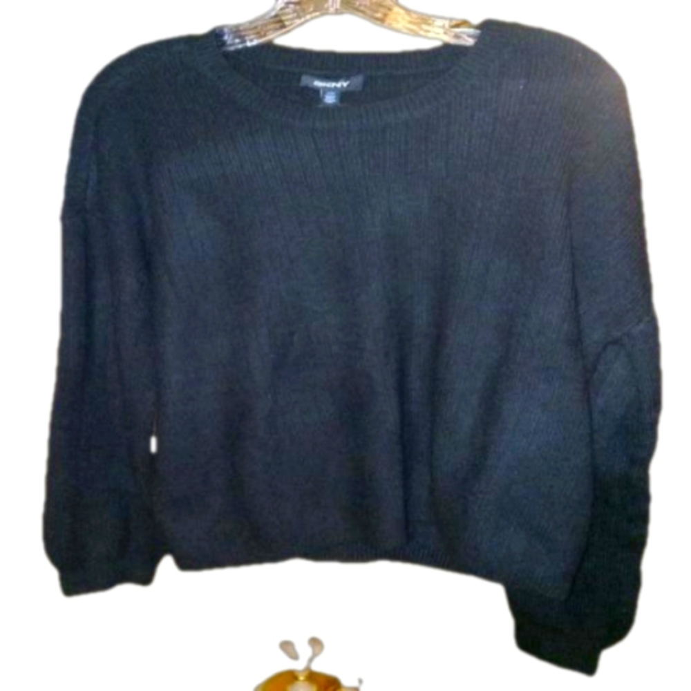 DKNY True Black Long Sleeve Ribbed Cashmere blend ribbed Sweater size XL NWT